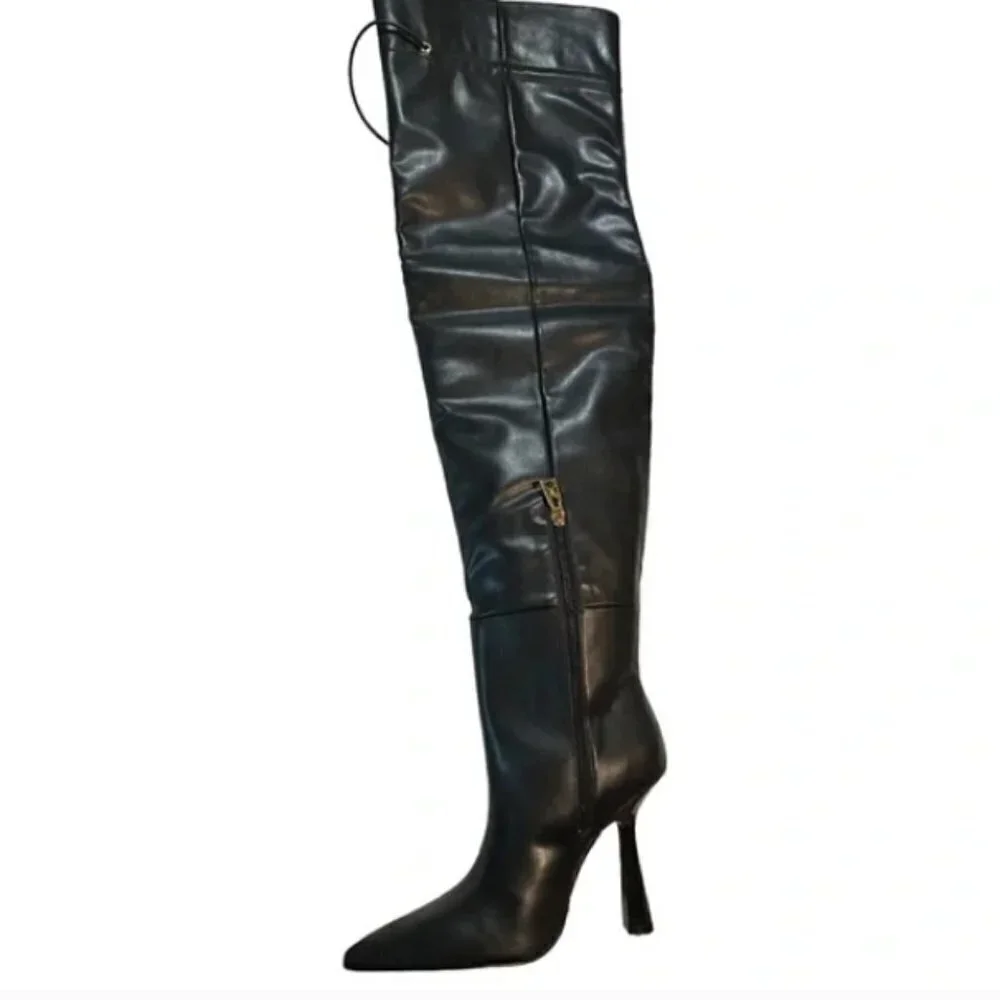 Good American Carla Over the Knee Boot NIB NEW Black
